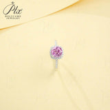 Gemstones Ring Round Shape Lab Grown Sapphire Padparadscha 925 Silver Proposal Wedding Band Hypoallergenic Anniversary Gift