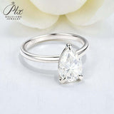 Moissanite Ring with 2CT D Color VVS1 Pear Moissanite S925 10k 14k 18k Plated White Yellow Rose Gold Daily Charm Party Jewely