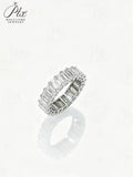High Quality 4 Prong Emerald Cut DEF VS Lab Diamond Eternity Band 925 Sterling Silver Ring Proposal Ring