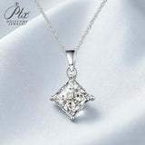 Princess Cut Classic Necklace 1/2/3CT D Color Moissanite S925 Plated White Yellow Rose Gold Chain for Engagement Chrisrmas Charm