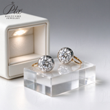 Lab Grown Diamond Earrings New Arrival Design 10K/14K/18K Solid Yellow Gold Round Cut 2/4ct DEF VVS Minimalist Stud Earrings for Women Hypoallergenic for Daily Wear Factory Direct Supply