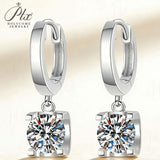 Hoop Bullhead Moissanite Earrings with 1-2CT D Color Round Moissanite S925 Silver Plated for Fishion Party Gift Hypoallergenic