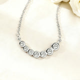 Seven-Round Bezel-Set Necklace with D Color Round Moissanite S925 Plated White Yellow Rose Gold Chain Engagement Chrisrmas Daily