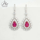 Water Drop Shaped Earrings Lab Grown Gemstone with Ruby Sapphire Padparadscha 925 Silver Earring for Women Girls Hypoallergenic