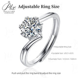 Snowflake Twisted Adjustable Solitaire Round Cut Moissanite Ring Women Only Gifts For Festivals And Anniversaries