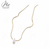 10K 14K 18K Yellow Gold Snake Chain Necklace 2CT Pear Cut Lab Diamond Pendant Necklace Custom Birthday Anniversary Gift