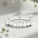 Diamond Eternity Ring with 0.7CT D Color Round Moissanite 10k 14k 18K Gold Plated 925 Silver for Women Wedding Engagement Jewely