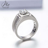 【Jason 】925 Sterling Silver 1CT Round Cut Moissanite Ring for Men Only Gifts For Festivals And Anniversaries