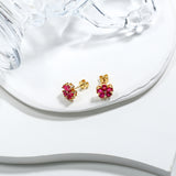 Flower-Shaped Earring Jewelry with Moissanite/Sapphire/Ruby 925 Sterling Silver Plated Screwback Earrings for Women