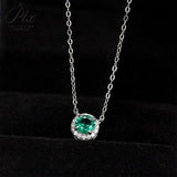 0.5CT Round Lab Created Emerald Halo Pendant Necklace