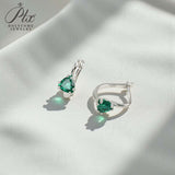 Chubby Triangle Colored Gemstone Earrings with 1.6-2CT Ruby Sapphire Colombia for Women's Gentle Fashionable Jewerly Ear Studs