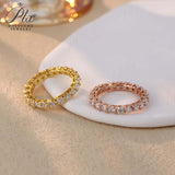 S925 Silver Pave Ring White Moissanite Ring Round Brilliant Cut Party Wedding Engagement Jewelry Gift