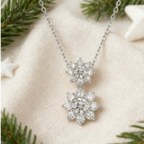 Sun Double-Flower Necklace D Color Round Moissanite Diamond S925 Silver Plated Dainty Chain for Enegament Party Daily Perfect