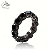 925 Sterling Silver Ring Moissanite Stone Round Shape Black Color Fine Jewelry Hypoallergenic Customized Style Top Quality Charm