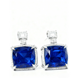 Lab-Grown Gemstone Earrings with D Color Moissanite 925 Silver Chubby Rectangular Anniversary Gift Hypoallergenic