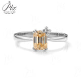 Flower Emerald Cut Moissanite Solitaire Ring Women Only Gifts For Festivals And Anniversaries