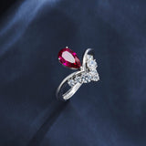 Crown Ring 5X8mm Pear Lab Grown Ruby Sapphire Zambian Padparadscha 925 Silver Ring for Women Man Engagement Christmas Party Gift