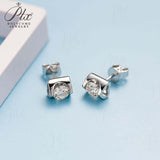 Round Moissanite Inset Heart Stud Earrings Women Only Gifts For Festivals And Anniversaries