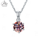 Moissanite Pendant Classical 6 Prongs 12 Color 925 Sterling Sliver Fine Jewelry Necklace Lady Birth Stones Wedding Gift Jewel