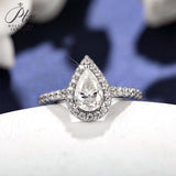 Pear Cut 1CT 925 Sterling Silver Half-Eternity Halo Moissanite Ring Women Only Gifts For Festivals And Anniversaries