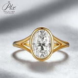 Oval Ring with 2.5CT D Color Moissanite Diamond 10k 14k Gold Plated 925 Silver for Women Man Engagement Wedding Party Jewely
