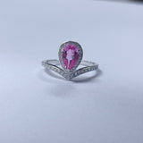 Crown Ring 5X8mm Pear Lab Grown Ruby Sapphire Zambian Padparadscha 925 Silver Ring for Women Man Engagement Christmas Party Gift