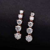 Moissanite Earrings Tassel Pendant Ear Stud Piercing  Ten Stones Round Shape 925 Sterling Silver Top Quality Wedding Jewelry