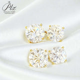 Earrings with 5.6/10CT D Color Round Moissanite 925 Silver Plated White Yellow Gold Ear Stud for Women Fashion Daily Jewely Gift