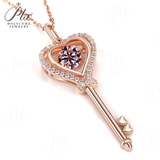 Moissanite Necklace Key D color 6.5mm 1ct  925 Sterling Silver Top Quality Pendant For Women Wedding/Anniversary Special Gift