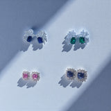 Moissanite Multi-diamond Colored Gemstone Earrings Emerald or Sugar Tower Design Ruby Sapphire Colombia Padparadscha Favorite