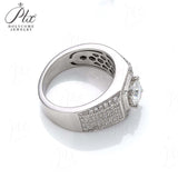 S925 Round Moissanite Half-Eternity Halo Ring for Men Gifts For Festivals And Anniversaries