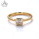 Ascher Cut Bezel Moissanite Engagement Ring Women Only Gifts For Festivals And Anniversaries