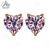 Heart Shaped Stud Earrings Lab Grown Gemstones Ruby Sapphire Emerald S925 Sterling Silver GRA Certificate Charms Birthday Gift