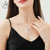 Round Cut 1CT Moissanite 925 Sterling Silver Halo Hollow Pendant Necklace