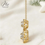 Sun Double-Flower Necklace D Color Round Moissanite Diamond S925 Silver Plated Dainty Chain for Enegament Party Daily Perfect