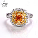 Cushion Cut Champagne Moissanite 2CT Adjustable Double Halo Half Eternity Adjustble Ring