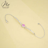 Lab Grown Ruby Sapphire Padparadscha Round Brilliant Cut Bracelet White Gold Fine Jewelry Wedding Gift