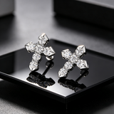 Men's Hip Hop Cross Earrings 925 Sterling Silver Low Allergy VVS1 GRA Certified Moissanite Iced Out Stud Earrings Luxury Ear Jewelry for Men Women Gift Ready Daily Wearable