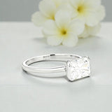 2ct Radiant Moissanite Ring High-Flash Center Stone Classic Minimalist Style Wedding Engagement Band Gift for Her
