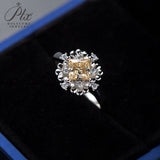 Floral Princess Square Cut Champagne Moissanite Ring Women Only Gifts For Festivals And Anniversaries