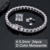 D Color 4.5x4.5mm Princess Cut Full Moissanite Tennis Bracelets for Women Men Original S925 Silver Jewelry
