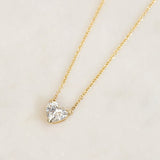 Heart Ring Pendant Necklace 5Prongs 10k 14k 18k Gold Moissanite Diamond Engagement Proposal Wedding Band Certificate Charms