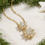 Sun Double-Flower Necklace D Color Round Moissanite Diamond S925 Silver Plated Dainty Chain for Enegament Party Daily Perfect
