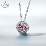 Moissanite Square-shaped Necklace Pendant Multicolor S925 Sterling Silver Gemstone Jewelry Women Wedding Anniversary Gift Party