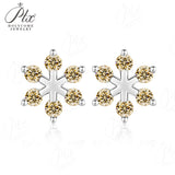 Moissanite Stud Earrings Snowflake D Color VVS1 Clarity 925 Sterling Silver GRA Certified Hypoallergenic Non Tarnish Office Commuter Jewelry