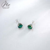 Round Colored Gemstones Earrings with Ruby Sapphire Colombia Padparadscha Paraiba S925 Four-claw Six-claw Design Fishion Gift