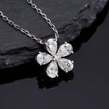 925 Sterling Silver 3EX Cut Pear Moissanite D Color Champagne VVS1 Five-petal Collarbone Necklace– Perfect for Daily Wear