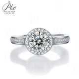 Round Shape Moissanite Halo Half-Eternity Adjustable Ring