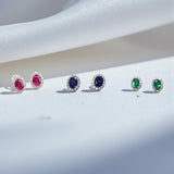 Lab Grown Gemstone Earring 1.7-2CT Oval Ruby Sapphire Colombia With Moissanite S925 Hypoallergenic Earring for Women Girls Gift