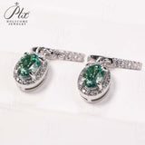 Total 4ct Green Oval Moissanite Drop Earrings with Certificate Passed Diamond Test Women 's Jewelry Christmas Gift S925 Silver